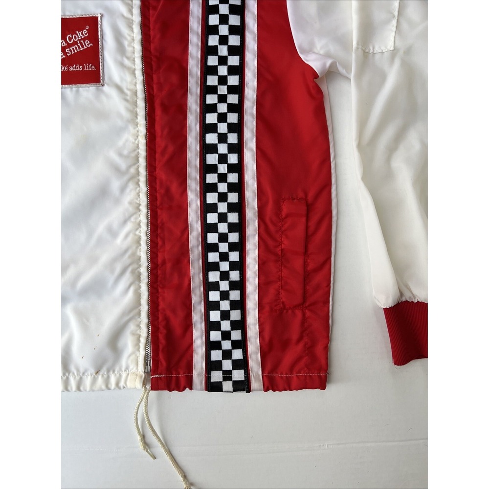 VTG 70s Coca Cola Racing Jacket Checkered Flag Nylon Coke Is It USA Mens M - Picture 6 of 16